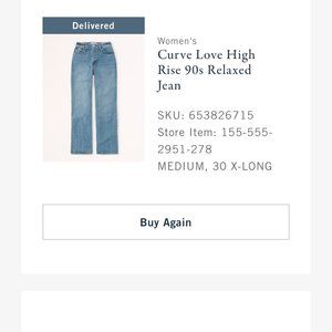 Curve Love High Rise 90s Relaxed Jean -  - Size 30 XLong